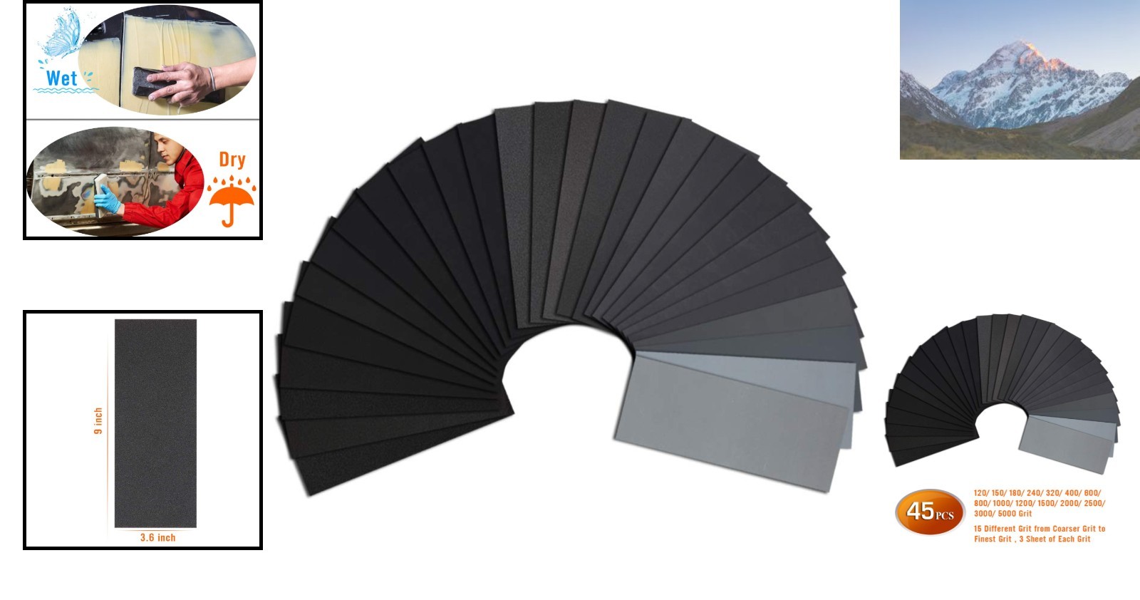 45PCS Wet & Dry Sandpaper Set – Versatile for Wood & Metal Refinishing
