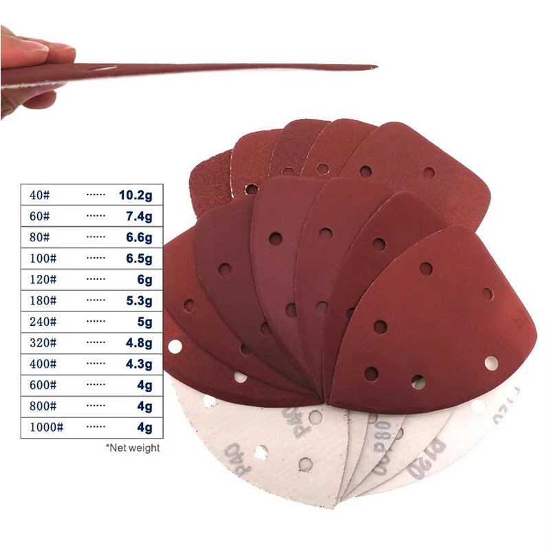 140x98x90mm 6 Hole Red Triangle Sanding Discs Hook & Loop Sandpaper 40-1000 Grit