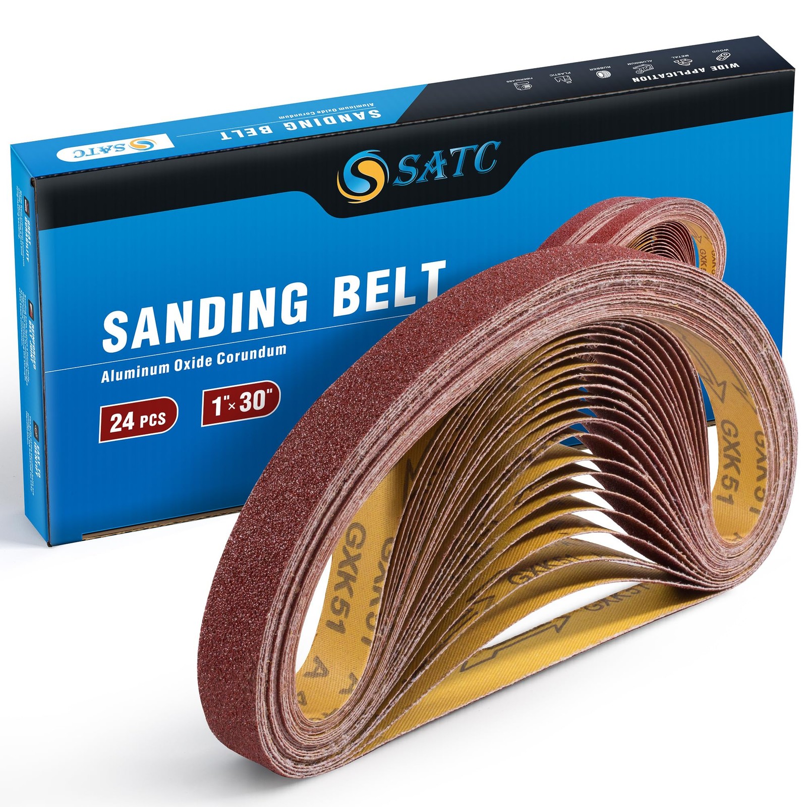 S SATC Sanding Belts 1×30-Inch Sanding belt Belt Sander Belt Sander Paper, (4 Ea