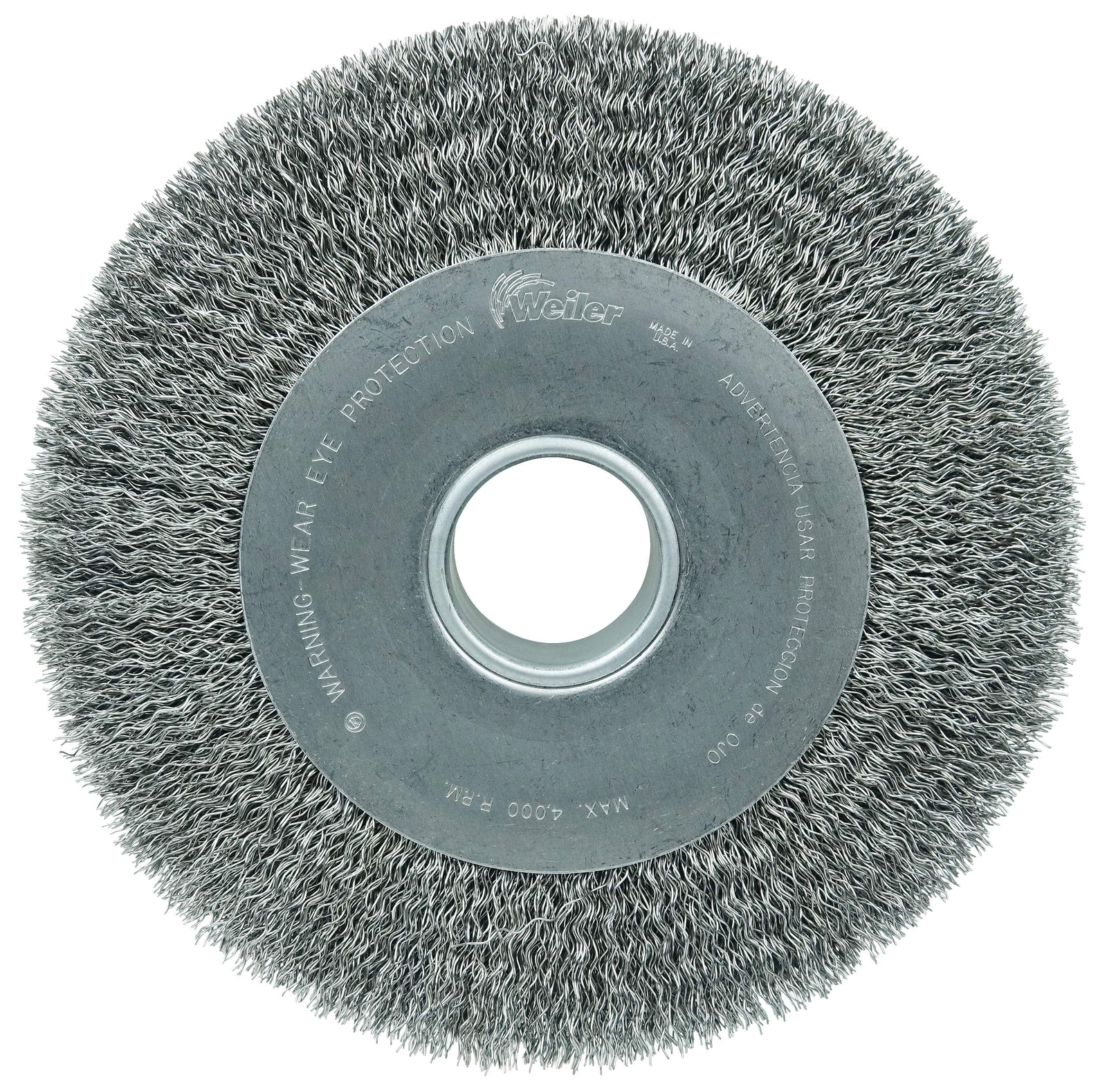 Weiler 03200 10″ Wide Face Crimped Wire Wheel .014″ Steel Fill 2″ Arbor Hole