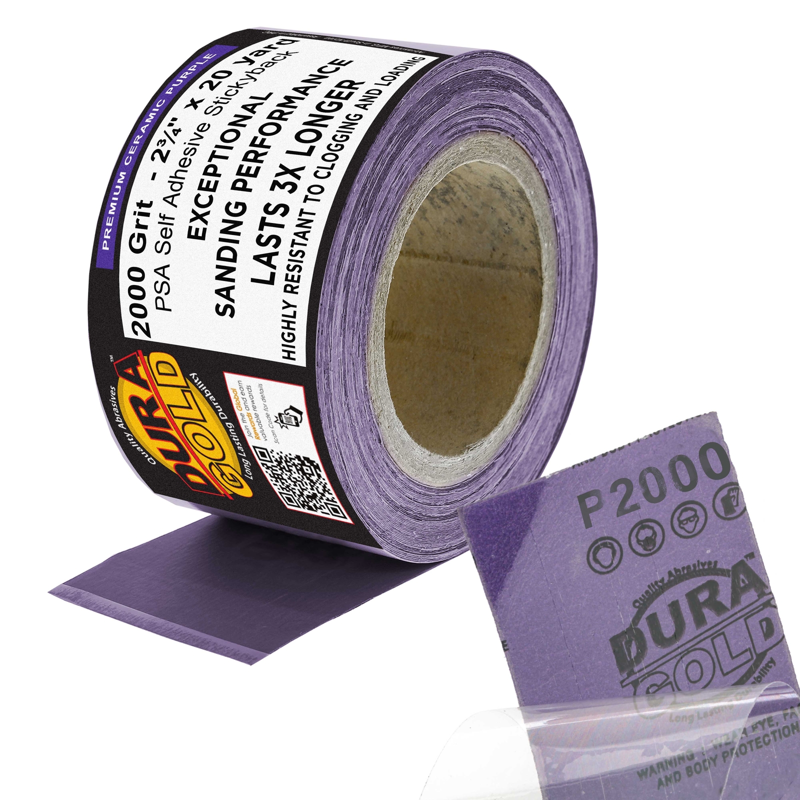 2000 Grit Purple Ceramic 2.75″ x 20 Yard Roll Self Adhesive Longboard Sandpaper