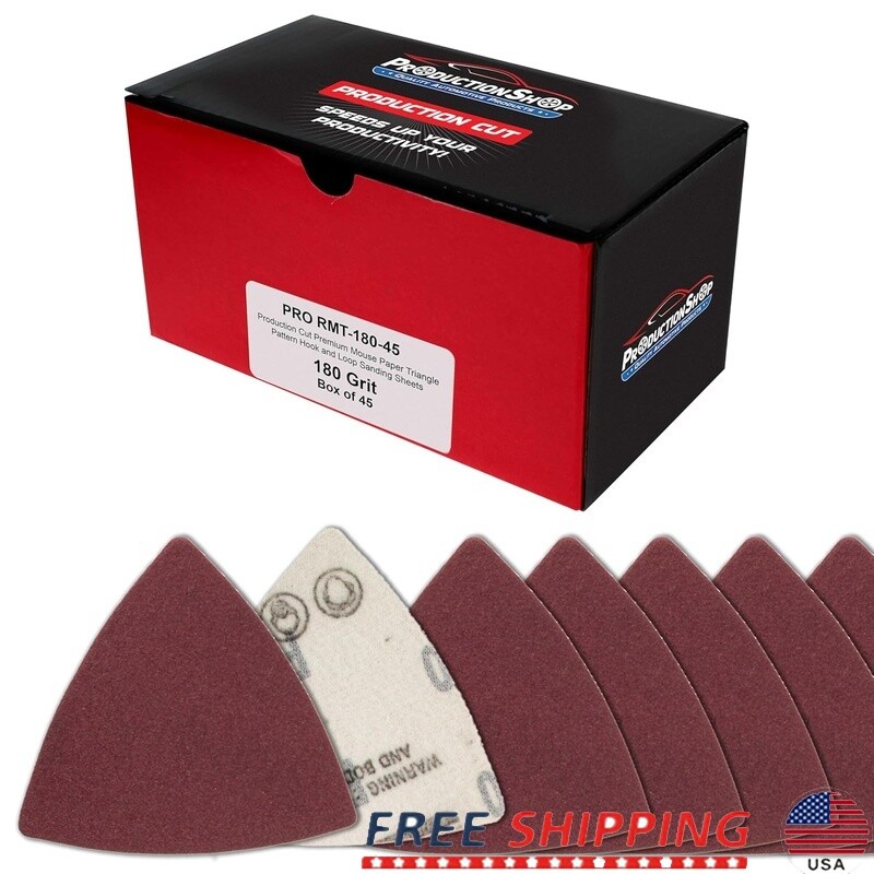 180 Grit Triangle Mouse Sandpaper Sheets 45 Pack Hook Loop Discs Multi Tool New