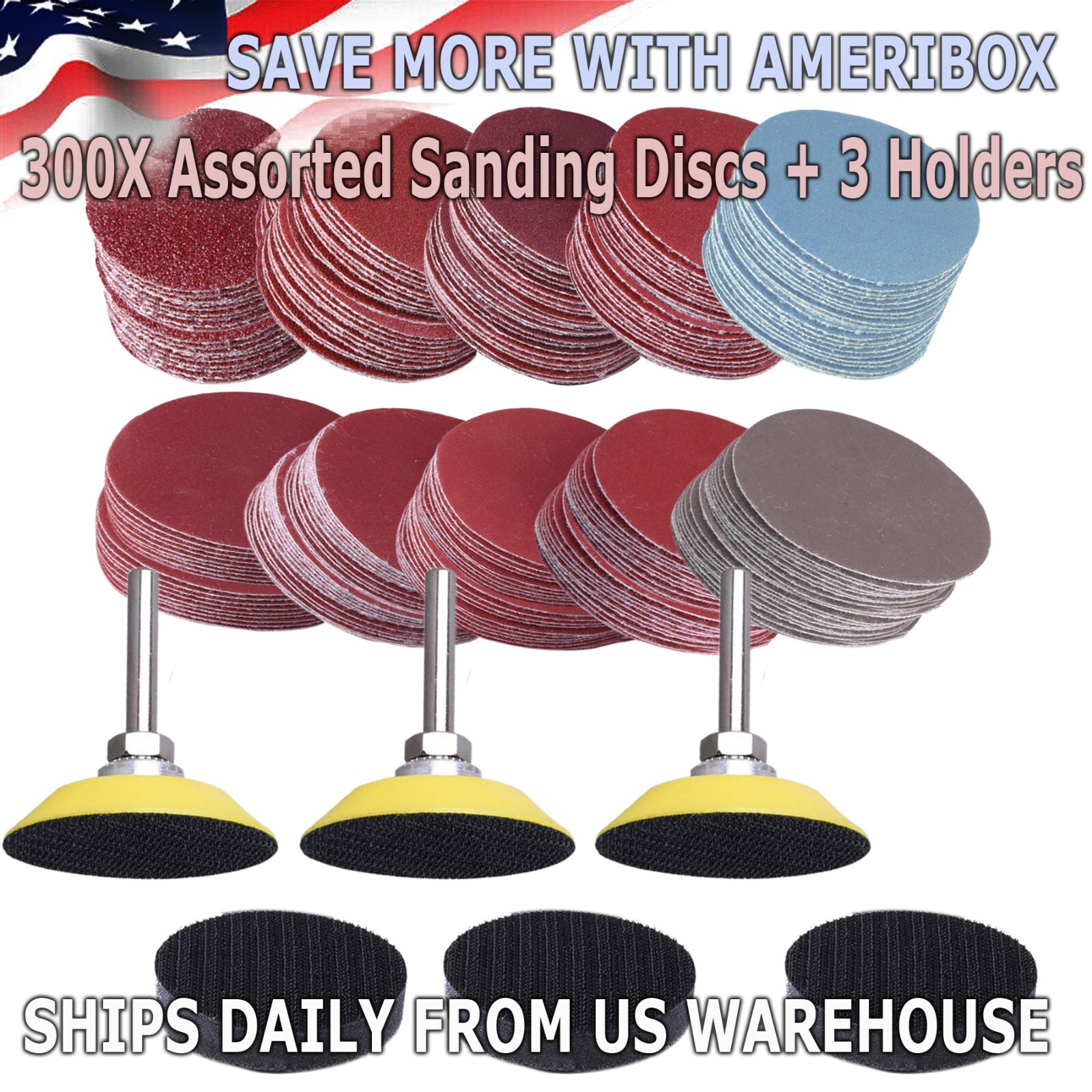 306PC 2 inch Sanding Discs Dry Hook Loop 80-3000 Grit for Drill Die Grinder US