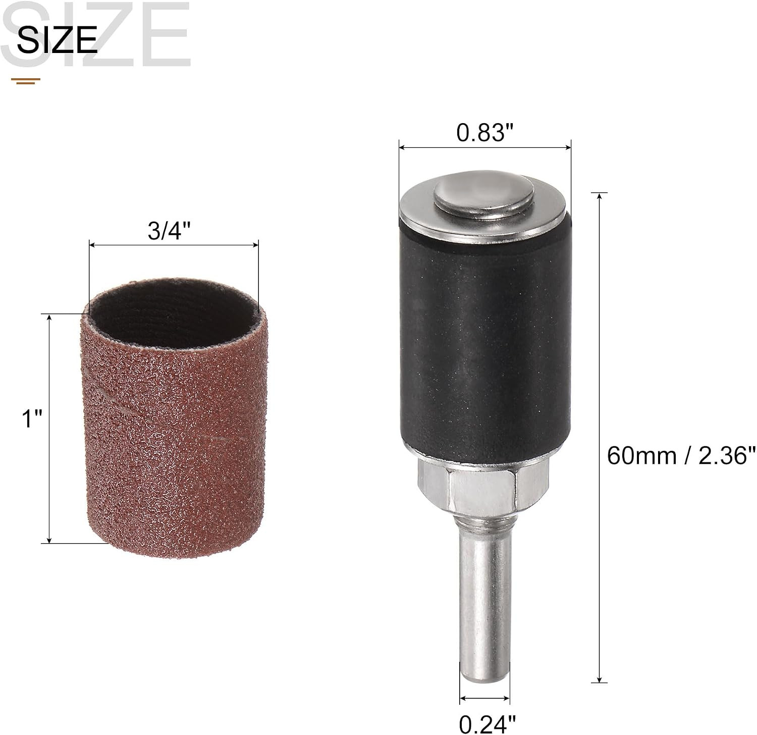 12 Pcs 3/4 Inch Sanding Sleeves Sandpaper Set 120 Grit with 6mm Drum Mandrels fo