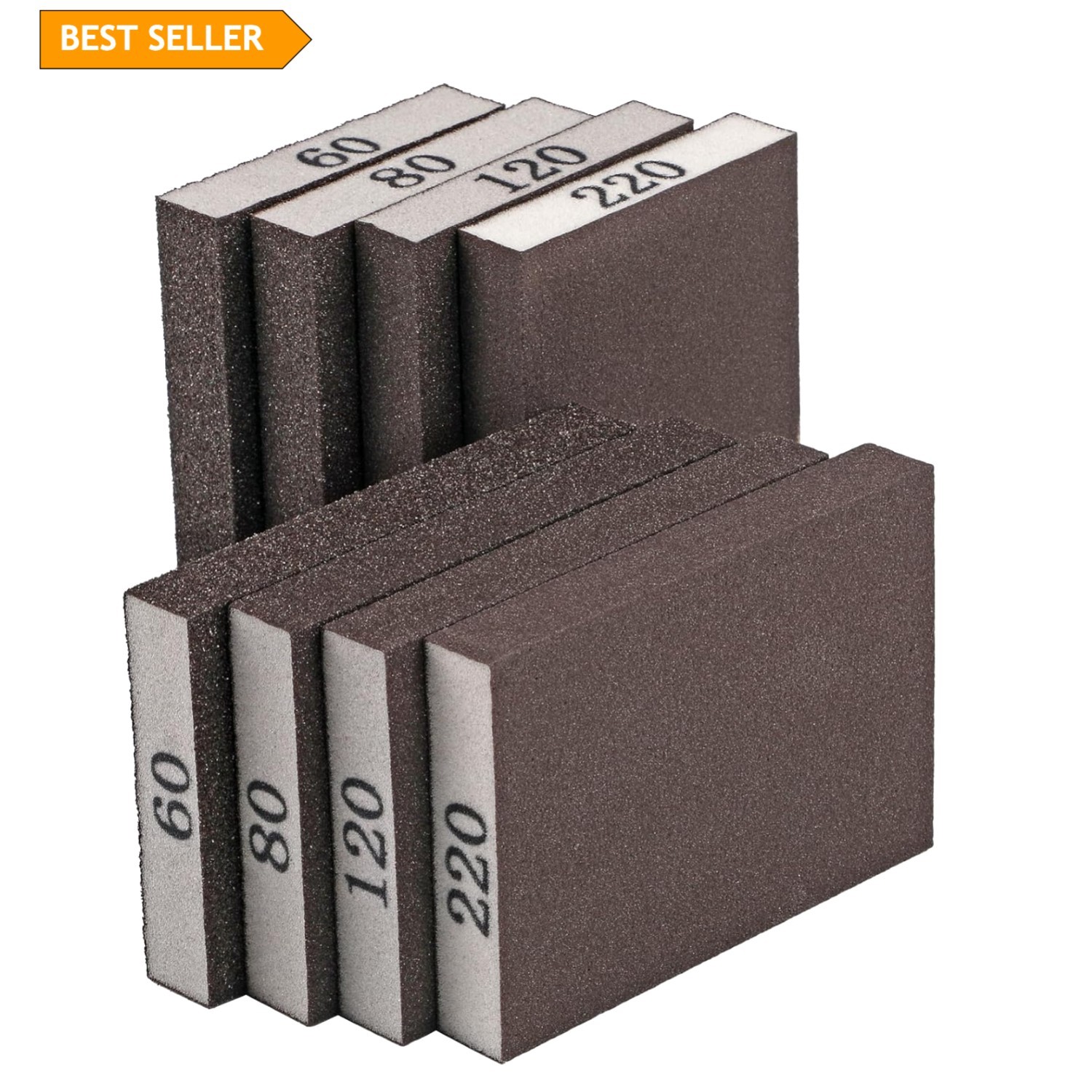 8 Pack Sanding Sponge, Blocks 60/80/120/220 Grit Assortment, Sand Paper