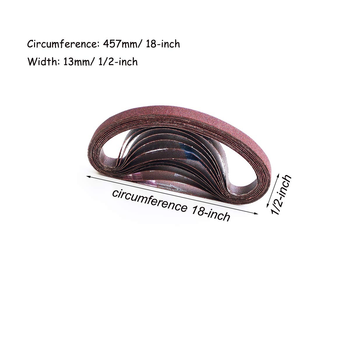Aiyard 1/2 x 18 Inch Aluminum Oxide Sanding Belts Mixed 1/2×18 inch, Red