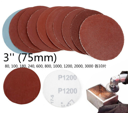 100 Pcs 3″/75mm Nonporous Round Car Truck Sanding Discs Polishing Pad Sandpaper