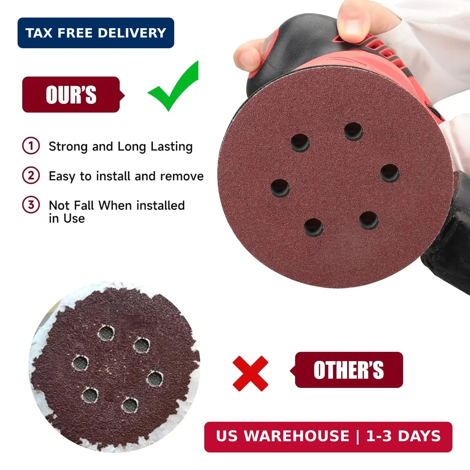 100 PCS 6 Inch Sanding Discs, 6 Hole Hook and Loop Sandpaper 60 80 120 240 400 G