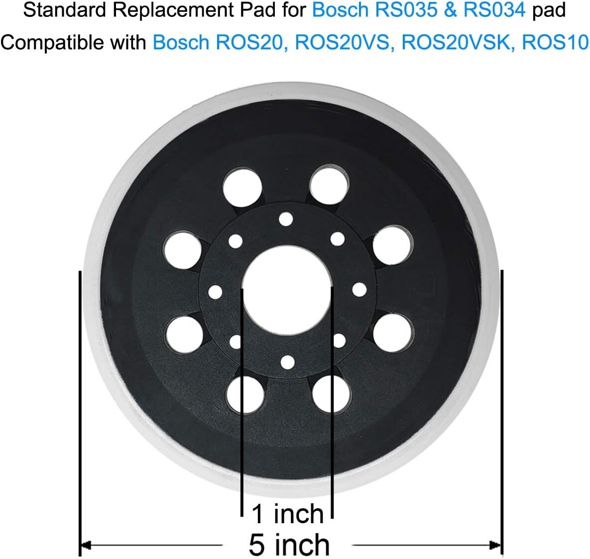 5 Inch 8 Hole Hook & Replacement Sander Pad for 5″ ROS20VS, ROS20VSC