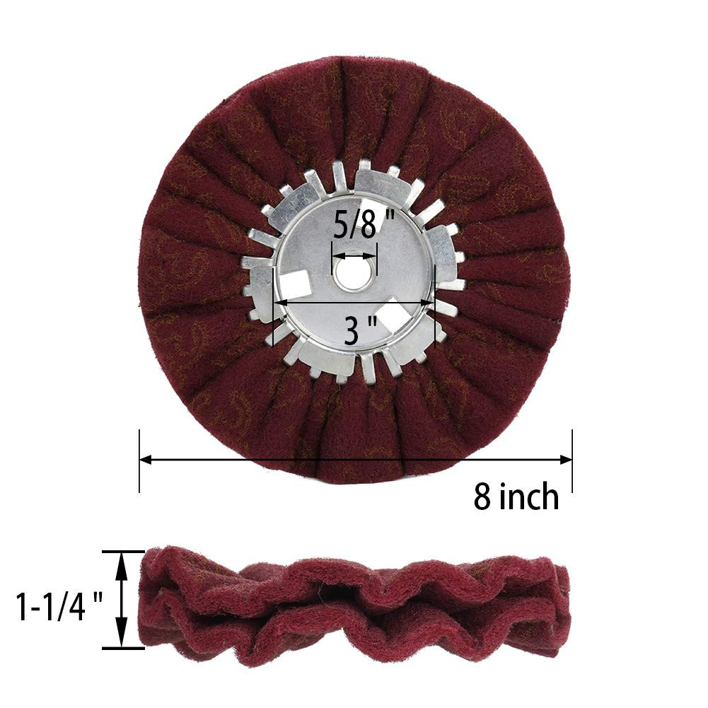 8″ Non-Woven Airway Satin Buffing Wheel, 5/8″ Arbor Hole | Surface Prep Wheel fo