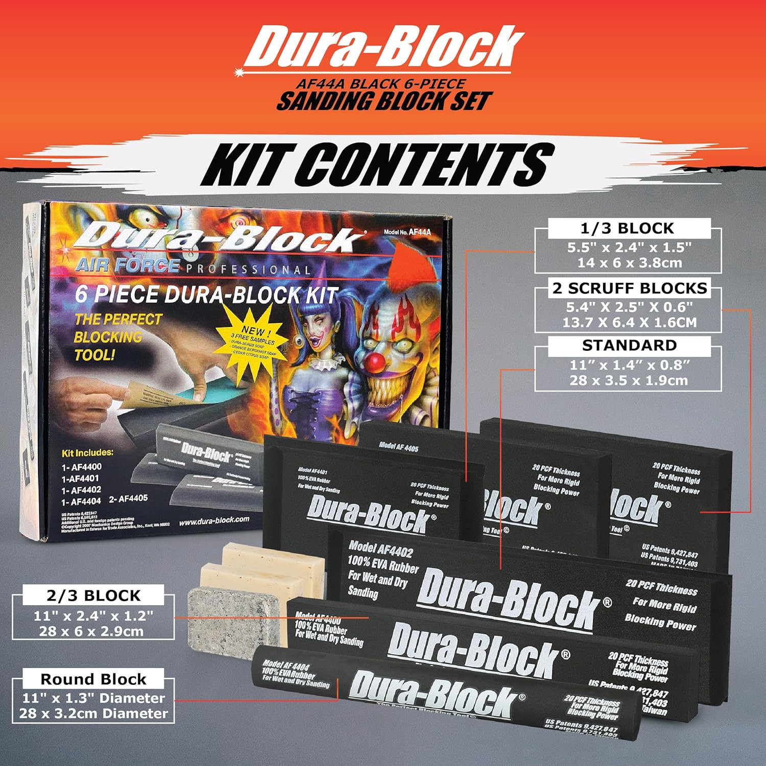 Set 6Pc – Flexible EVA Foam Wet or Dry Autobody Sanding Blocks Kit F