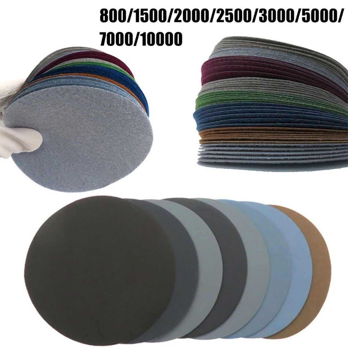 125mm 800-10000 Grit Round Sanding Discs Hook Loop Sanding Paper Buffing Sheet