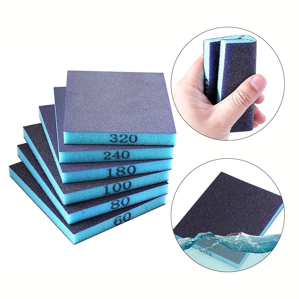Premium Sanding Blocks Wet & Dry Foam Pads for Craft and Polishing 6 pack