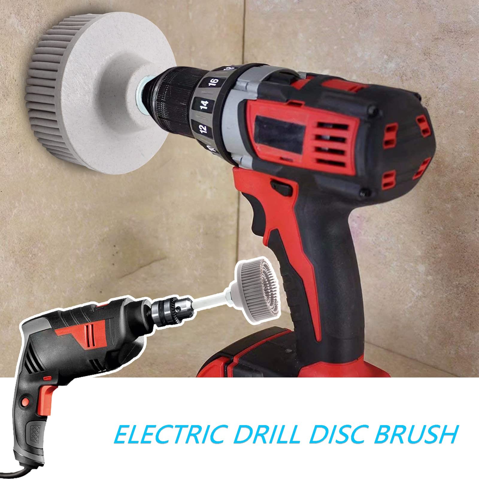 2 Pack 2 Inch White Bristle Disc with 1/4″ Shank 120 Grit Rubber Abrasive Brush