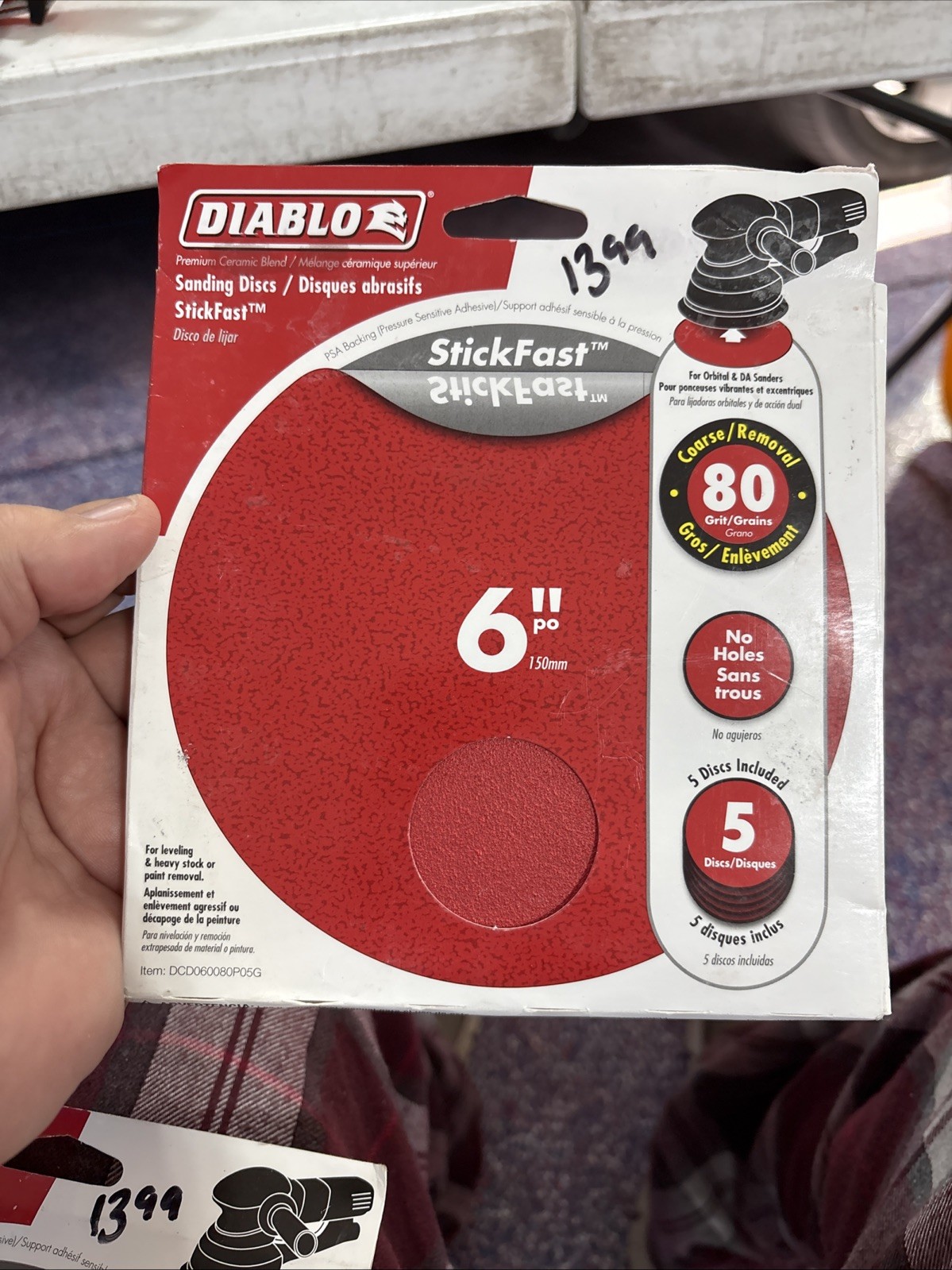 NEW Diablo 6″ Sanding Discs Stick Fast Coarse/Removal 80 grit No holes 5 discs