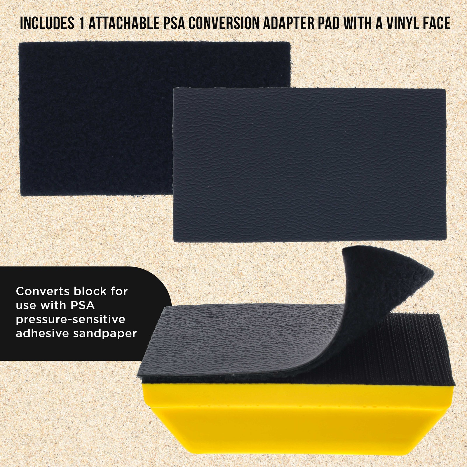 Rectangle 5″ Hand Sanding Block Pad, Hook & Loop Backing, PSA Adapter Sand Pad