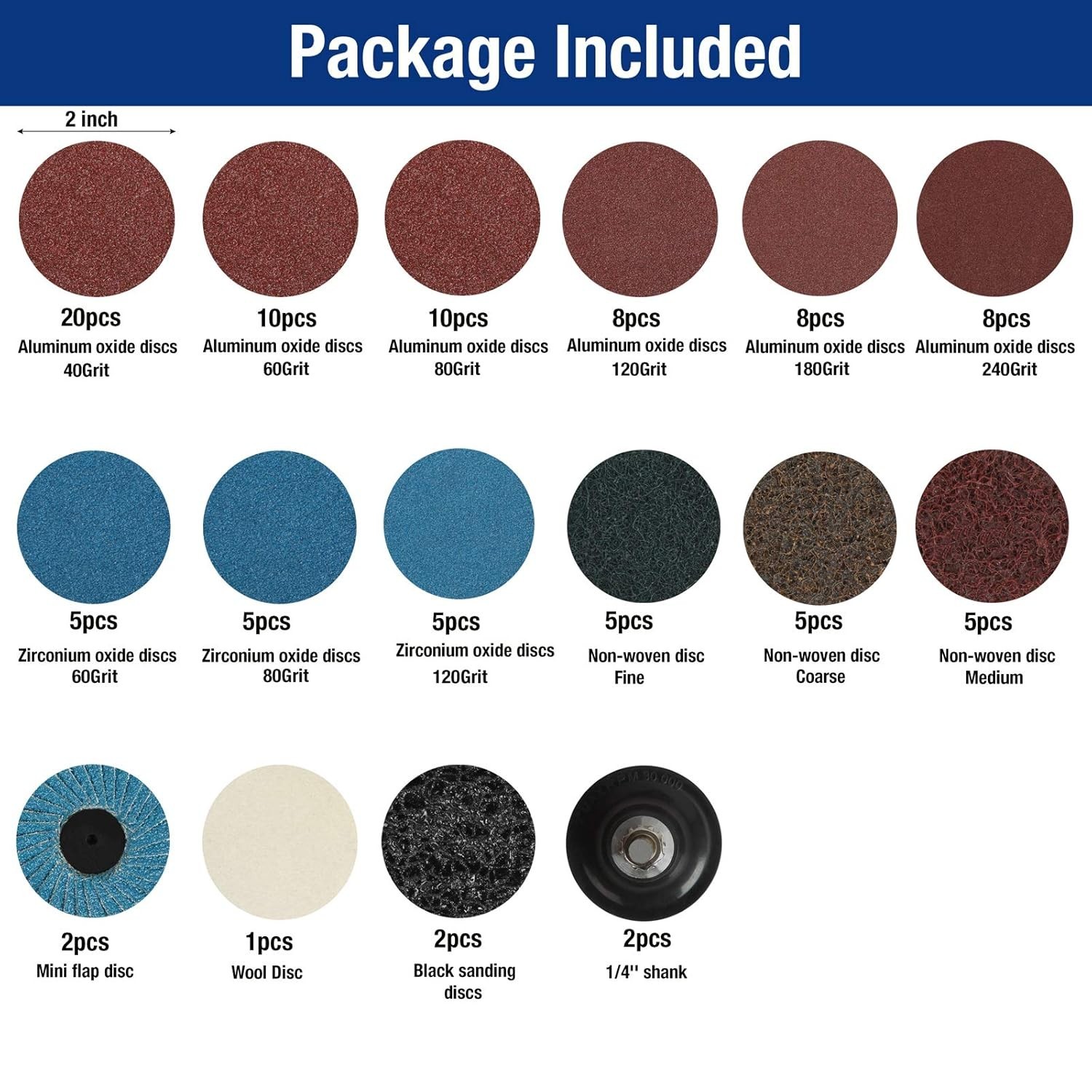 101-pieces Sanding Discs Set, 2 inch Discs with 1/4 inch Holder, Surface Cond…