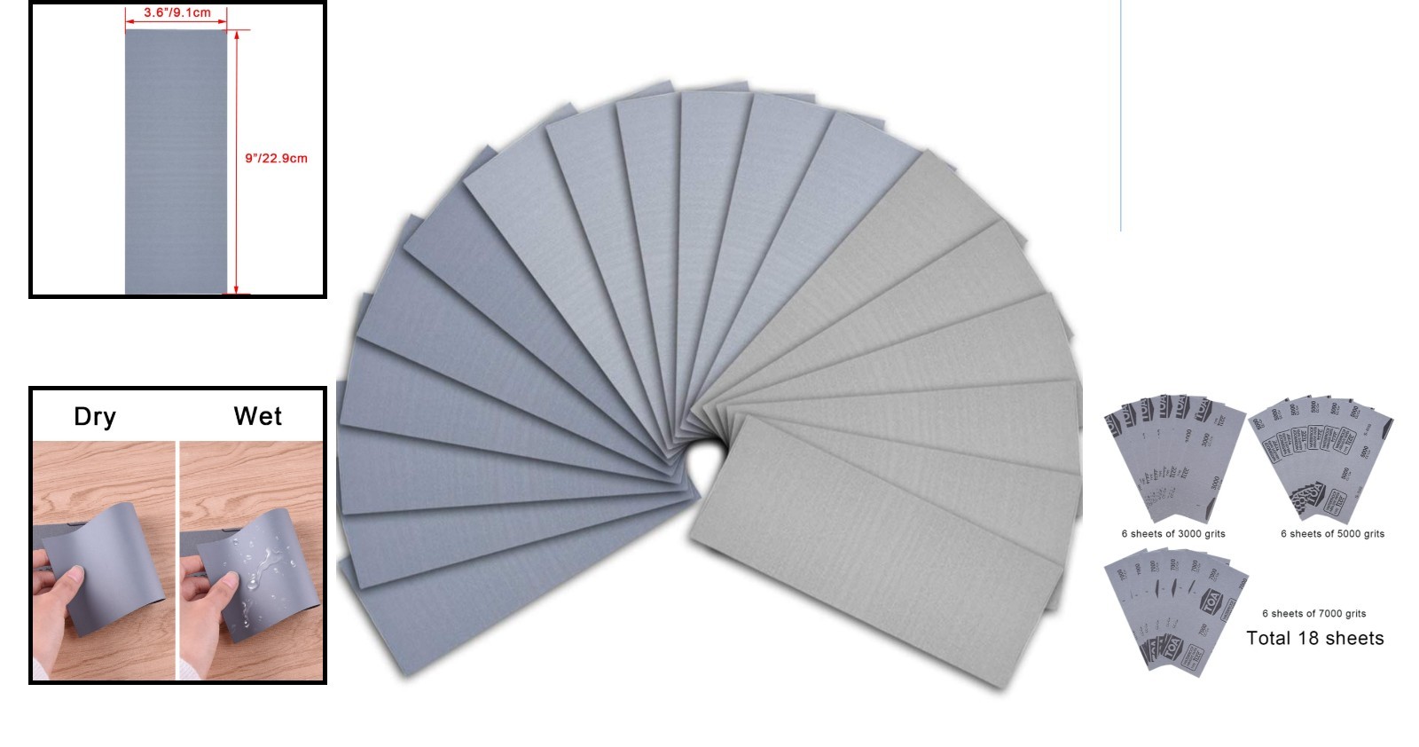 Essential 18-Piece Sandpaper Collection: Ideal for Automotive & Wood Finishing