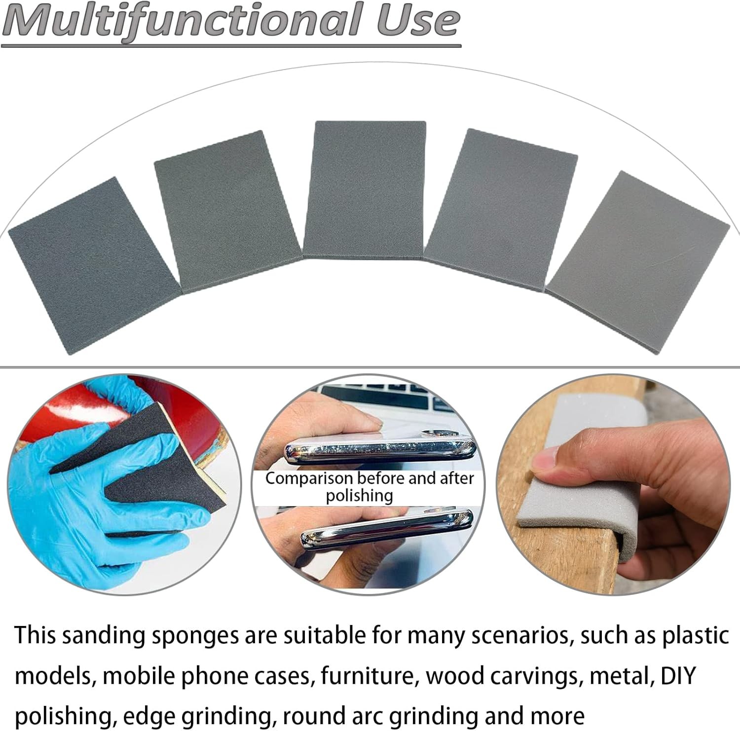 20 Pcs Sanding Sponge Set 3×4″ 400-3000 Grit Wet Dry Sandpaper Foam Polishing Pa