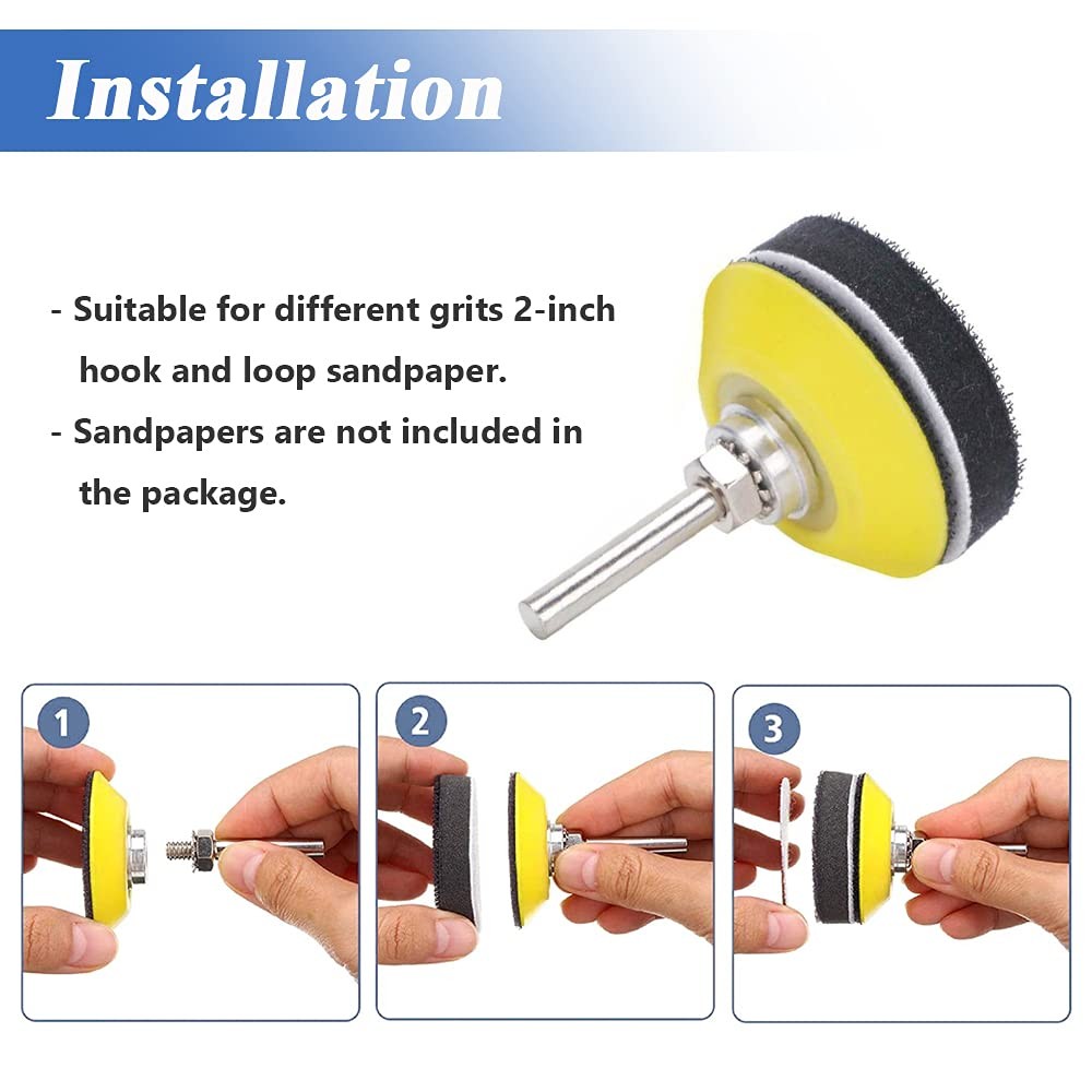 2 Inch Hook Loop Sanding Pad 1/4 Shank Foam Buffer Polishing Rotary Tool Accesso
