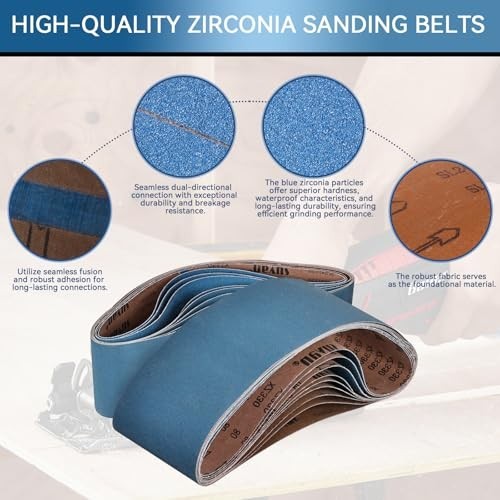 9 Pcs Heavy Duty Sanding Belts 6×48 Inch – 3 Grits (80/120/150) for Wood, Metal,