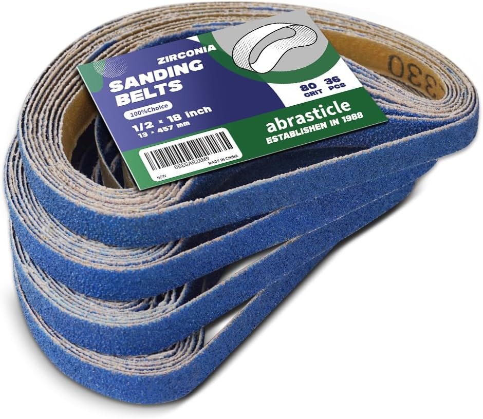 1/2″ X 18″ Sanding Belts for Metal, Zirconia Metal Grinding Assort Grits 36 PCS