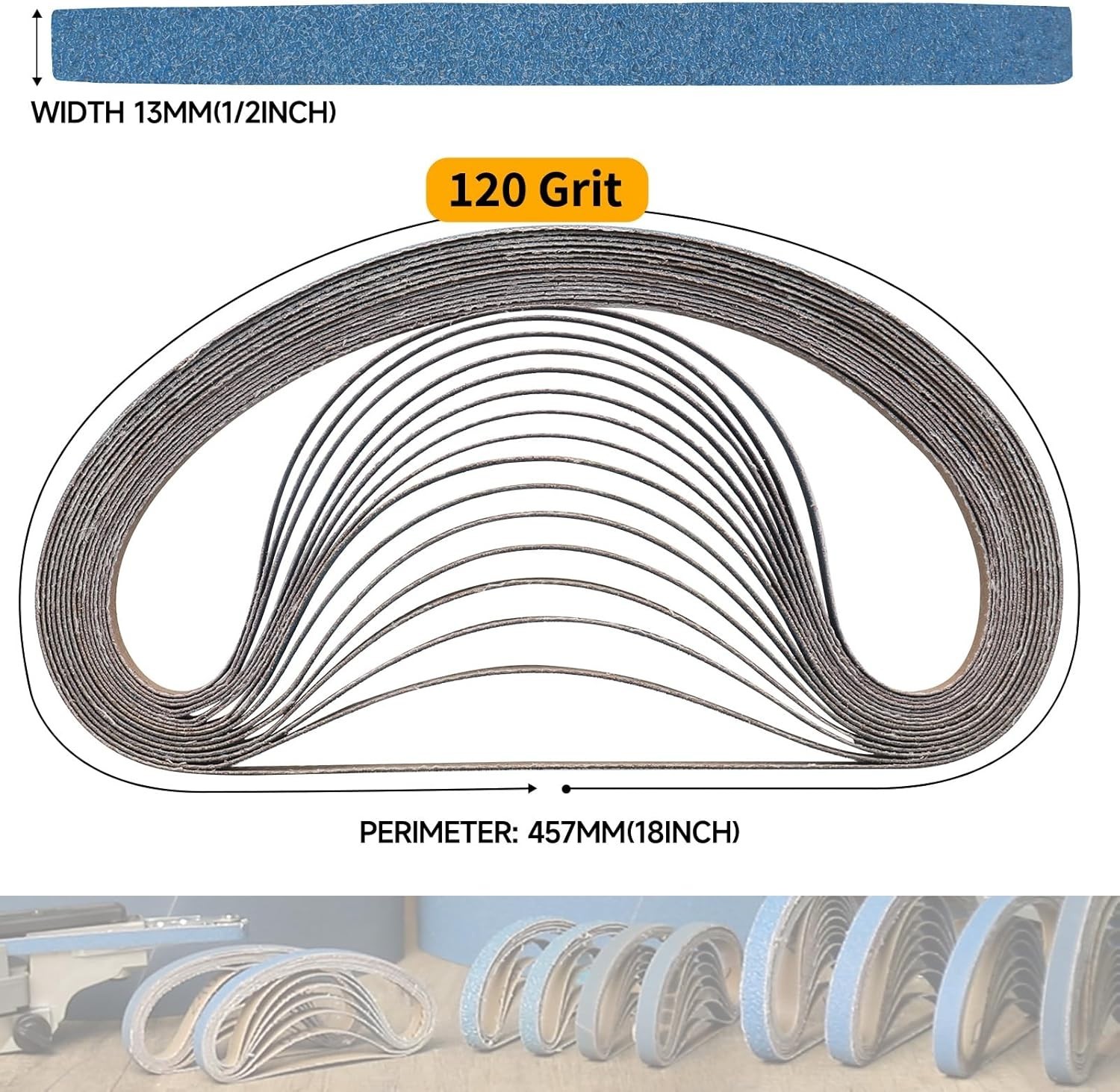 Durable 40-Pack 1/2 x 18 Inch Zirconia Sanding Belts – Rust and Paint Removal