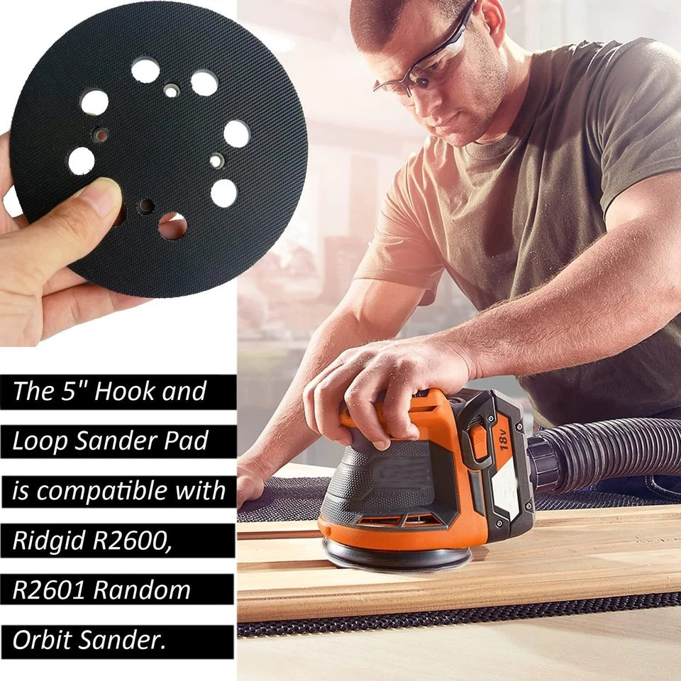 2 Pack 5 Inch 8 Hole Hook and Loop Sander Pad for Ridgid R2600, R2601 5″
