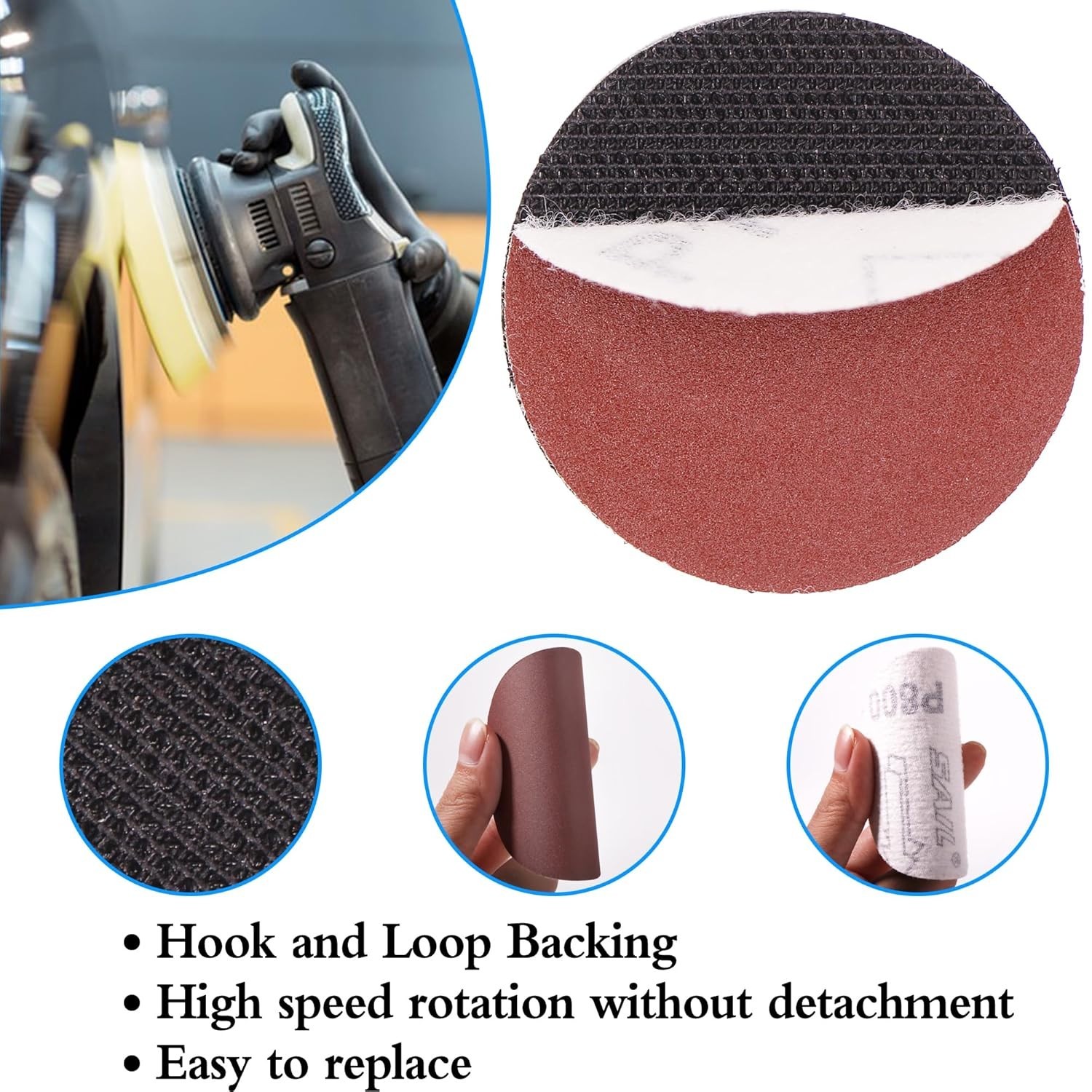 100pcs 3 Inch Sanding Discs Hook and Loop, Drill Sander Pads Attachment for R…