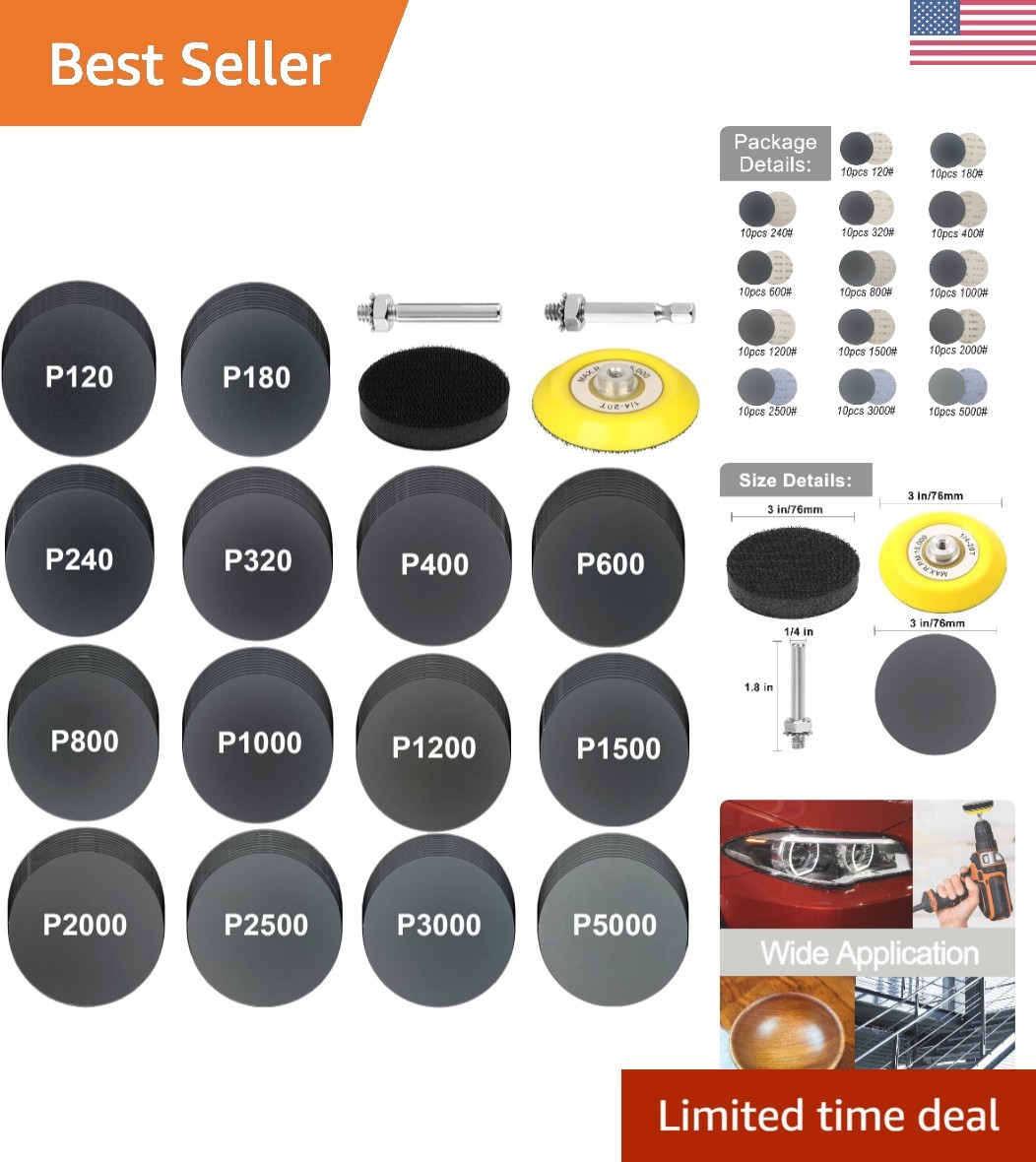High-Quality 140 Pcs 3-Inch Sanding Discs for Fine Finishing & Polishing Tasks