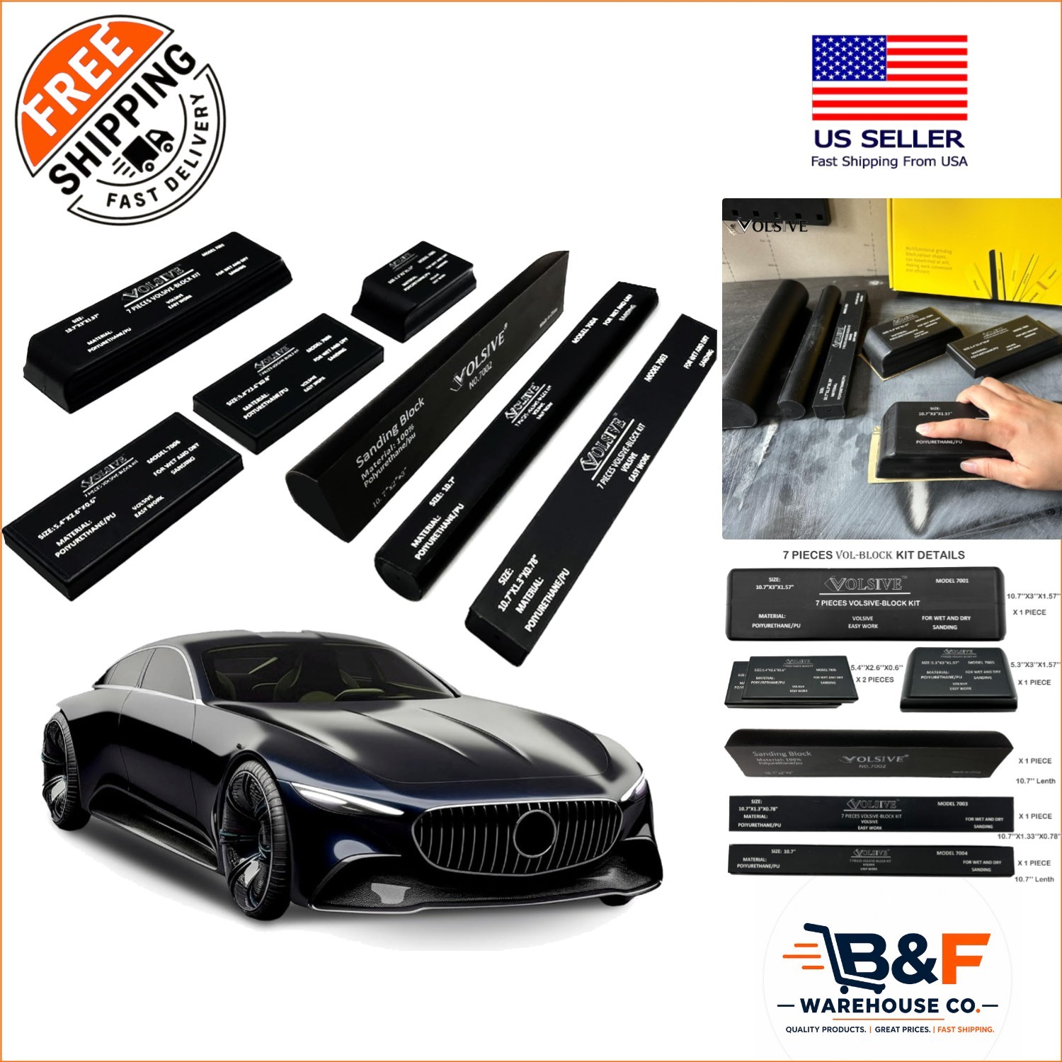 Ergonomic 7-Piece Sanding Block Kit – Ultimate Tool for Automotive & Woodworking