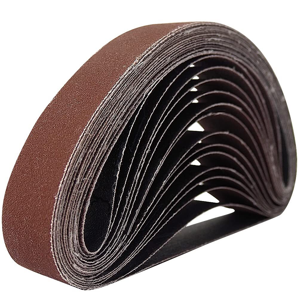 15 Pcs 1-1/8 x 21 Inch Assorted Aluminum Oxide Sanding Belt