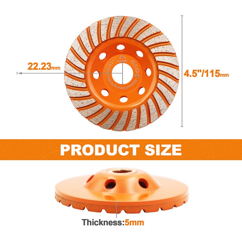 Turbo Row Diamond Grinding Wheel Concrete Sanding Disc Abrasive Wheel 4.5 inch