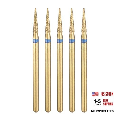 5pcs 120-140 Grits Diamond Grinding Bit 2mm Tapered Head 2.35mm 2x10mm Blue