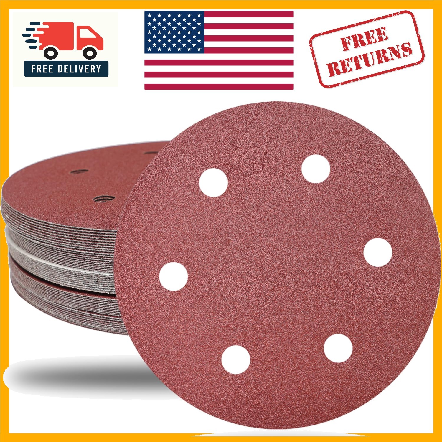 Versatile 30 PCS 9-Inch 6-Hole Sandpaper Discs Set – Durable Hook-and-Loop Grits