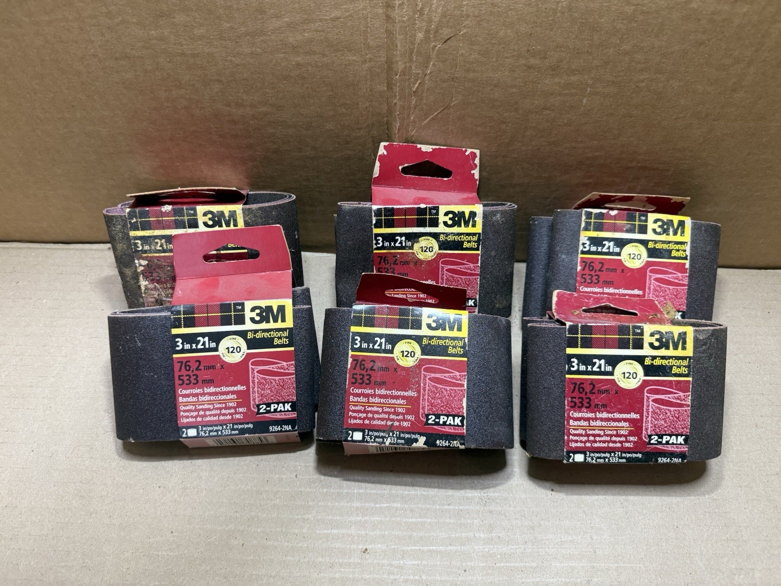3M 3×21 in. Bi-Directional Sanding Belts 12 pcs Total 120 Grit