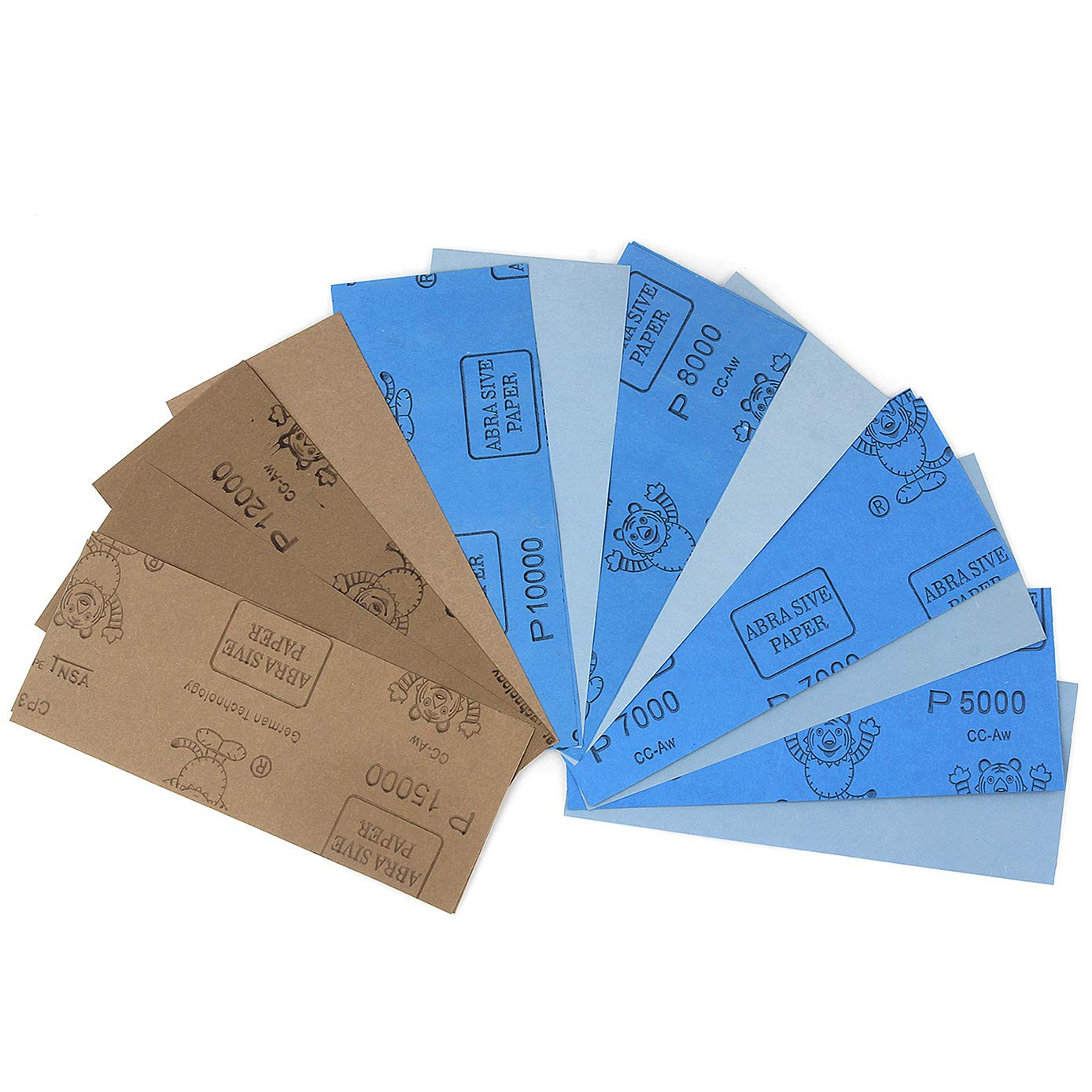 9X3.6 Inch 18 Sheets Sandpaper, Wet or Dry 5000-15000 Grit 6 Assortment Sand Pap
