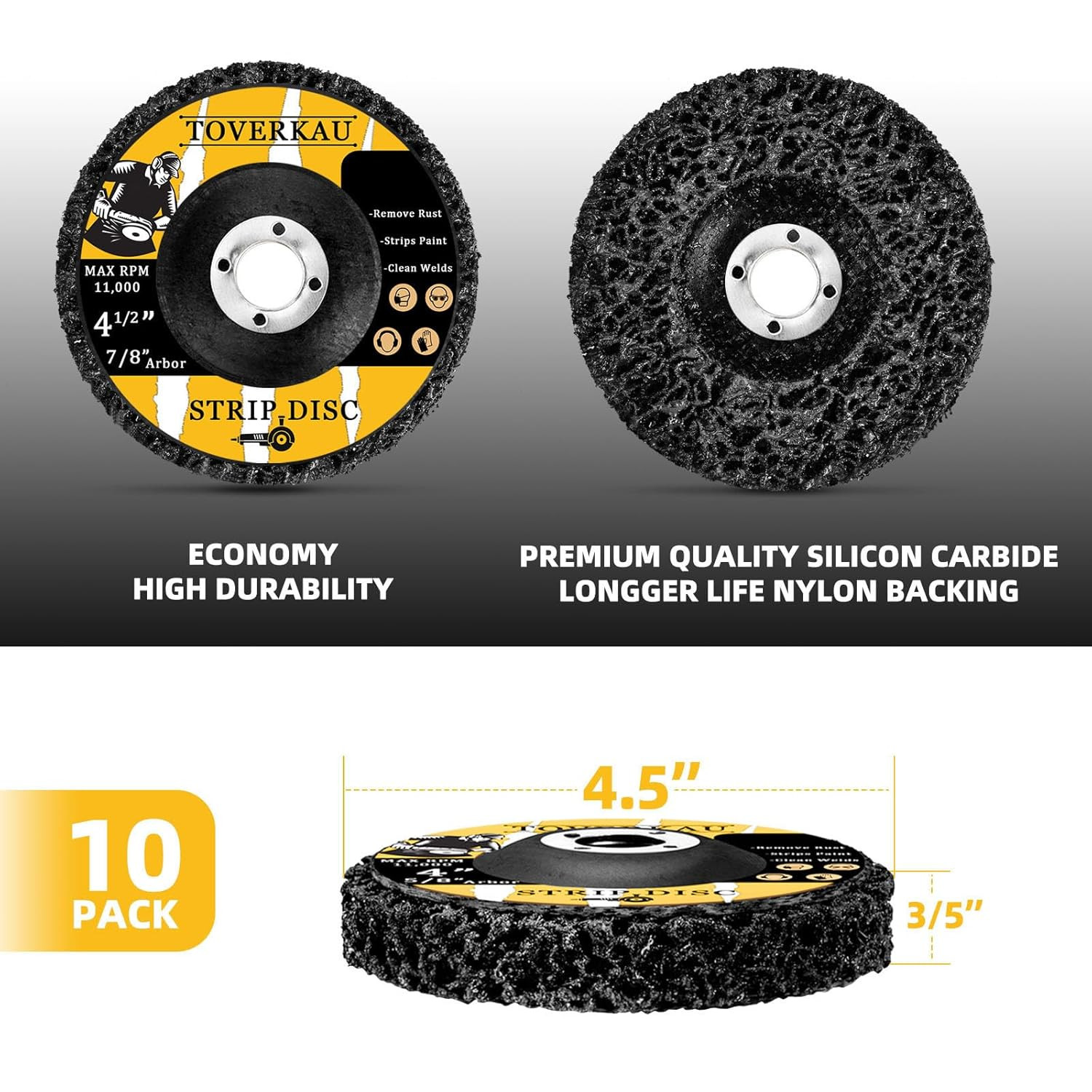 10 Pack 4.5 Inch Strip Discs for Angle Grinder, Wire Stripping Wheel Paint Remov