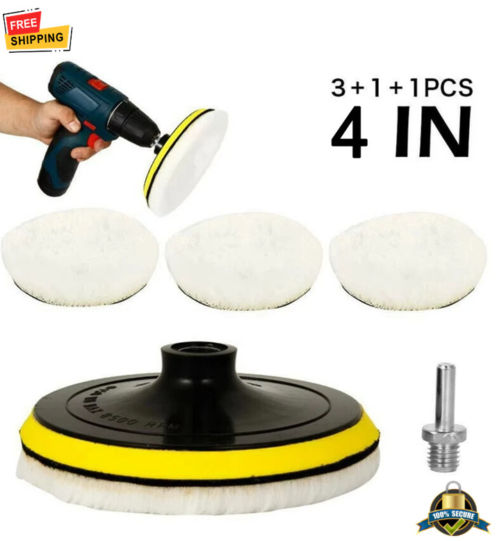 5pcs 4-Inch Flocking Sanding & Polishing Disc Set for Drill Buffing