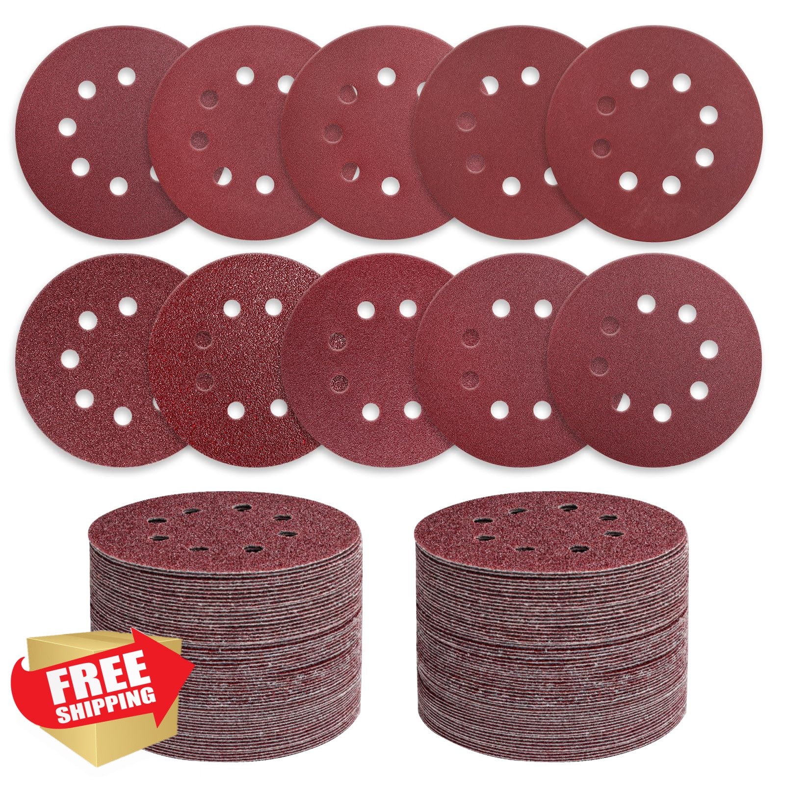 xihihiaa Sanding Discs 170 Pc 5″ 8-Hole Hook Loop