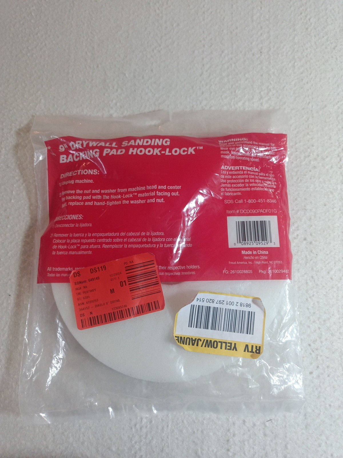DIABLO 9″ Drywall Sanding Backing Pad Hook & Loop Attachment Durable NEW