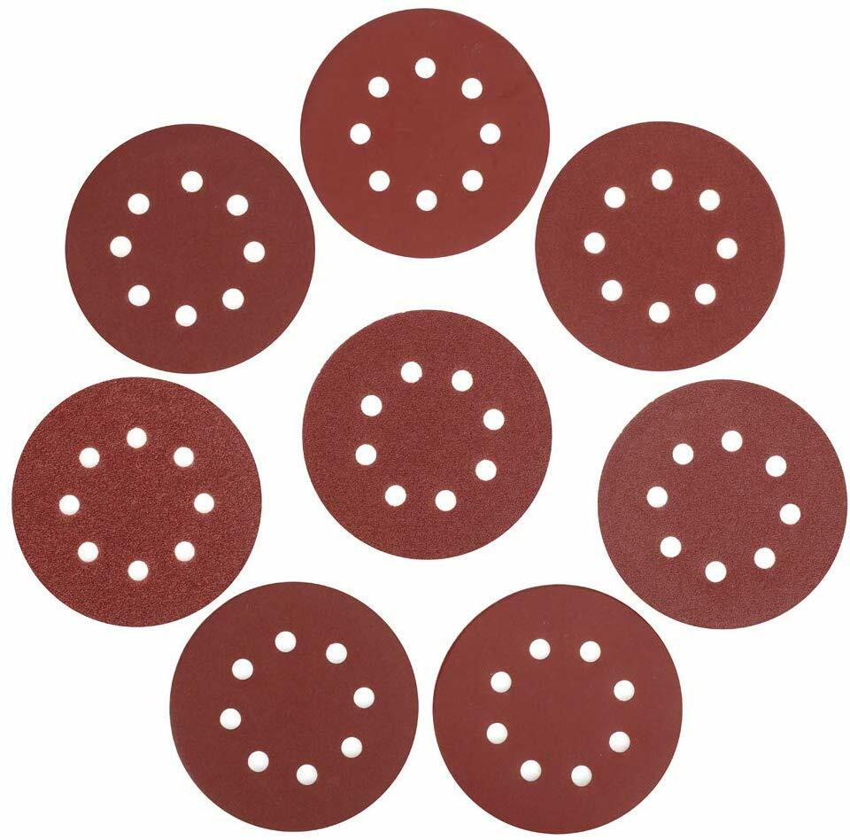 100Pcs 5Inch Sanding Discs Hook Loop 8-Hole Sandpaper 40 60 80 120 240 Grit