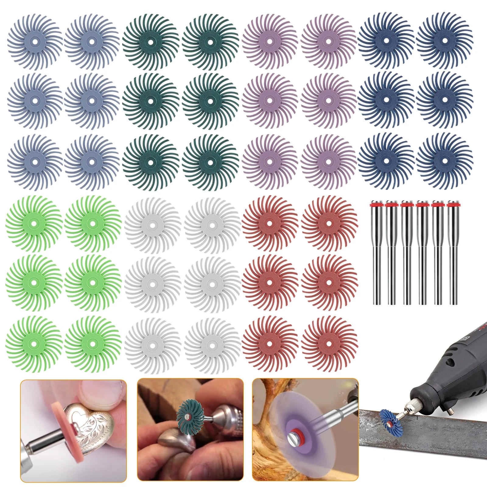 48PCS 80-2500# Diamond Radial Bristle Disc for Replacement Polishing Accessory