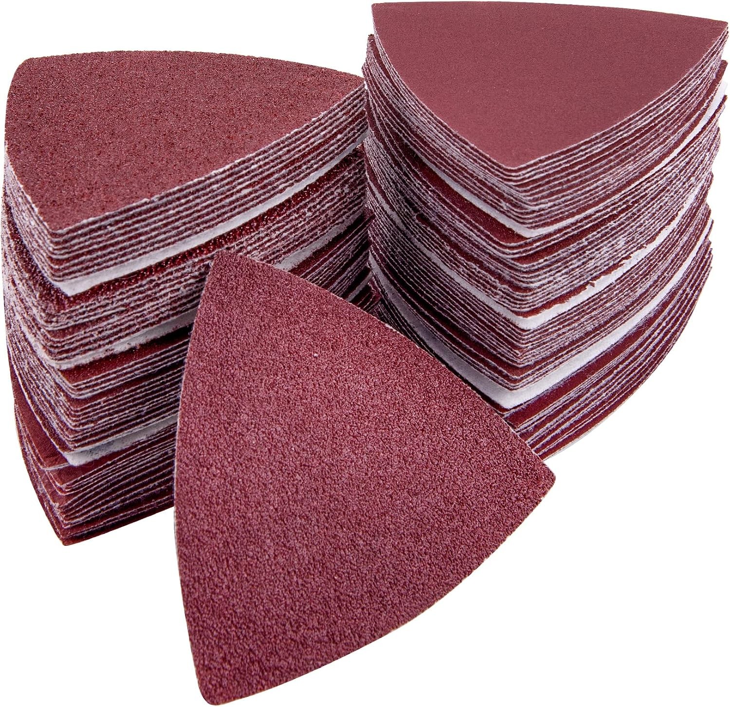 100 Pcs 3-1/8 Inch Triangle Sanding Pads Oscillating Multi Tool Sandpaper
