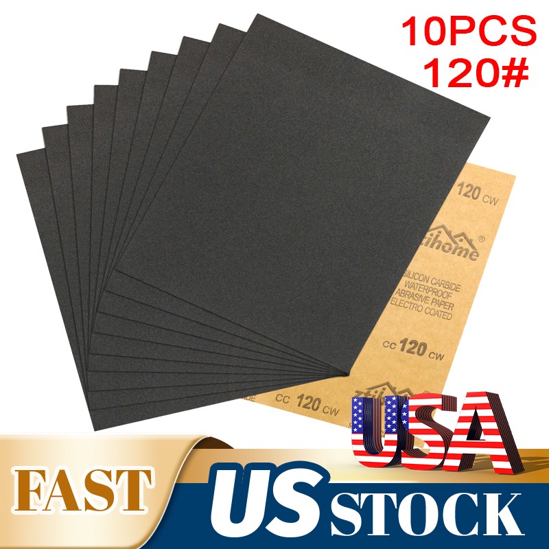 10pcs Sandpaper Wet Dry 120 grit 9*11″ Abrasive Sand Paper Sheets Wood Car Metal