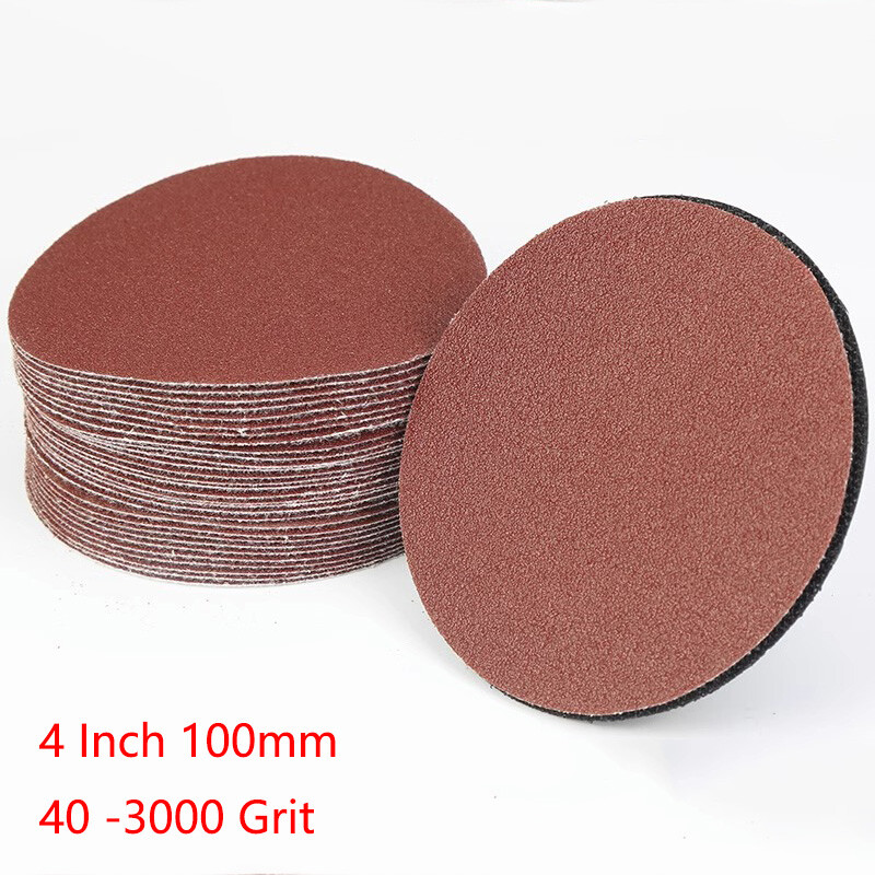 4 Inch 100mm 40/60/80 -3000 Grit Hook and Loop Sanding Disc Flocking Sandpaper