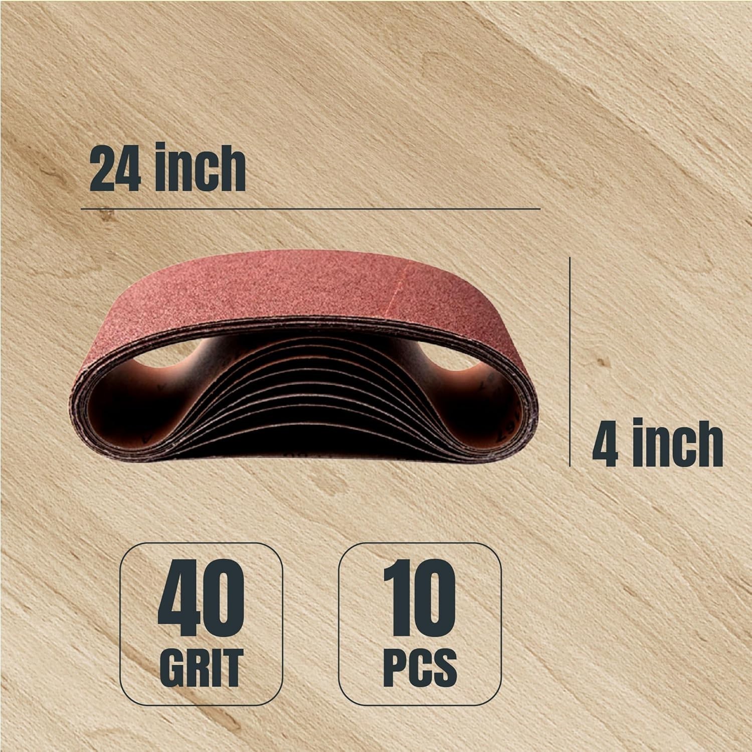POWERTEC 4 x 24″ Sanding Belt 40 Grit Aluminum Oxide Sandpaper-10 PK (110060)