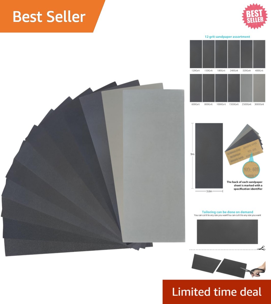 24 PCS Sandpaper Assortment – Precision Grits for Professional Sanding Results