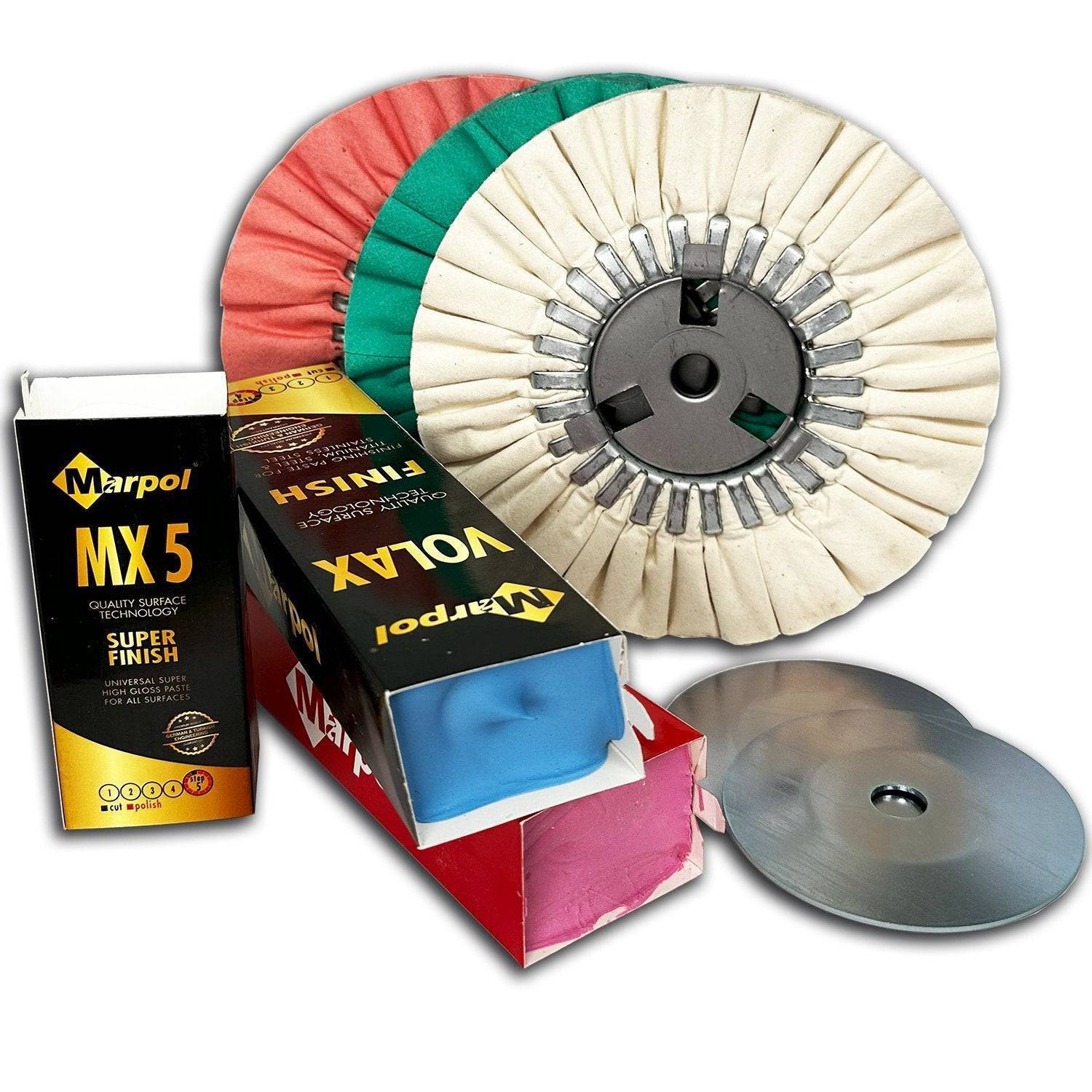 Airway Buffing Wheels 8″ x 5/8″ Mill Treated Aluminum Wheel Polishing Kit