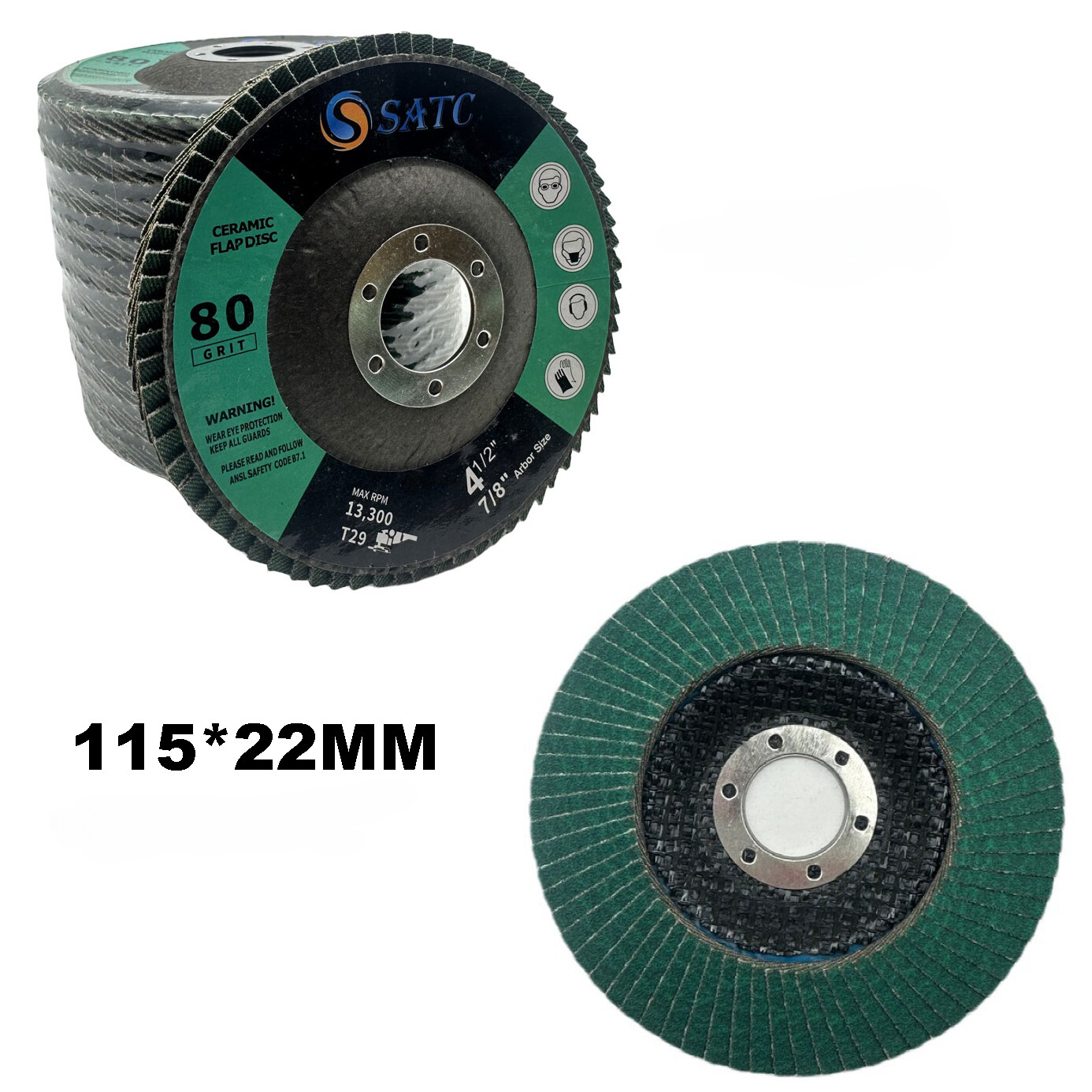 200PACK Ceramic Flap Discs 4.5 x 7/8-Inch Type 29 Ceramic Grinding Wheel P40-120